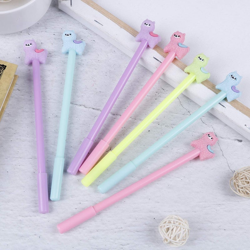 Olgaa 28 Pieces Cartoon Llama Pen Cute Alpaca Gel Pen,4 Colors for School Office Supplies Kids Gifts, Black Ink, 0.5mm Ball Point - Image 4